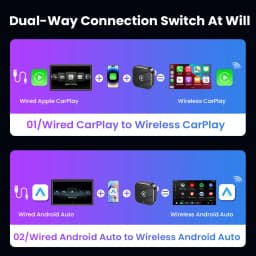 2026 2in 1 Wireless CarPlay Dongle Wireless Android Auto Adapter AI Smart Box 5Ghz WiFi Type-C/USB Plug and Play Car Accessories