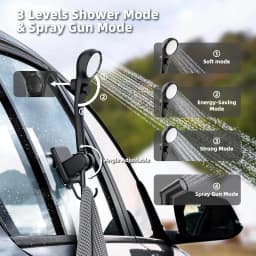 Upgrade 6000mAh Rechargeable Portable Camping Shower, 5 Gallon Collapsible Bucket, LED Display, Multiple Spray Modes, Hiking