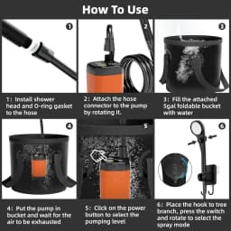 Upgrade 6000mAh Rechargeable Portable Camping Shower, 5 Gallon Collapsible Bucket, LED Display, Multiple Spray Modes, Hiking