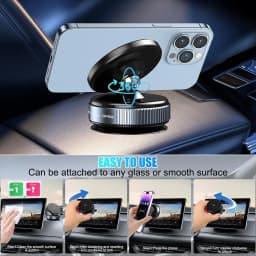 Phone Mount Vacuum Magnetic Phone Holder for Car,360 Adjustable Vacuum Magnetic Phone Holder,Magnet Car Mount for All Smartphone