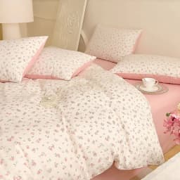 Vintage Floral Duvet Cover Set No Filler with Flat Sheet Pillowcases Single Double Queen Size Girls Ins Korean New Bedding Kit