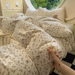 Vintage Floral Duvet Cover Set No Filler with Flat Sheet Pillowcases Single Double Queen Size Girls Ins Korean New Bedding Kit