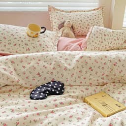 Vintage Floral Duvet Cover Set No Filler with Flat Sheet Pillowcases Single Double Queen Size Girls Ins Korean New Bedding Kit