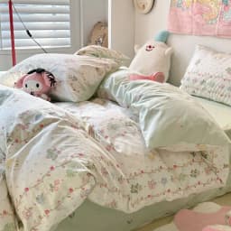 Vintage Floral Duvet Cover Set No Filler with Flat Sheet Pillowcases Single Double Queen Size Girls Ins Korean New Bedding Kit