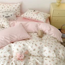 Vintage Floral Duvet Cover Set No Filler with Flat Sheet Pillowcases Single Double Queen Size Girls Ins Korean New Bedding Kit