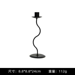 European Simple Metal Black Curved Candle Holder Creative Retro Wrought Iron Room Home Decoration Desktop Candle Stick Stand