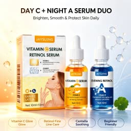 Korean Skincare Day C Night A Serum Set,AM Protection&Brightening,Combating Photoaging&Reducing Dullness,PM AntiAging&Firming,Fades Fine Lines&Minimizes Pores,Barrier Reconstruction&Plumping,Synergistic Brightening Duo,Effortless Skincare Regimen,Vegan