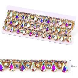 1Yard-90cm HotFix Glass Rhinestone Ribbon Crystal MultiColor Chain DIY Crafts Clothing Shoes Decoration