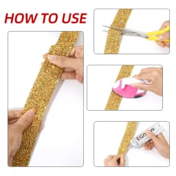 1Yard-90cm HotFix Glass Rhinestone Ribbon Crystal MultiColor Chain DIY Crafts Clothing Shoes Decoration