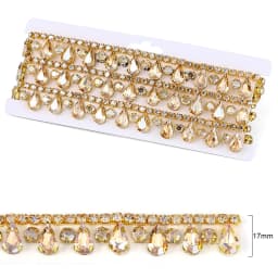 1Yard-90cm HotFix Glass Rhinestone Ribbon Crystal MultiColor Chain DIY Crafts Clothing Shoes Decoration