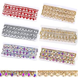 1Yard-90cm HotFix Glass Rhinestone Ribbon Crystal MultiColor Chain DIY Crafts Clothing Shoes Decoration