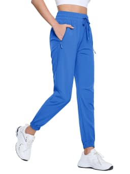 TACVASEN Quick Dry Hiking Pants Womens Outdoor Sports Drawstring Waist Joggers Waterproof Lightweight 3 Zipper Pockets Trousers