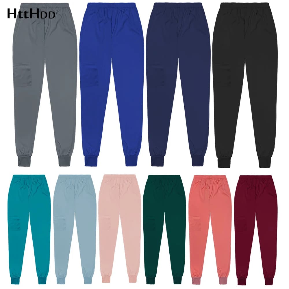 New Solid Color Soft Medical Jogger Uniform Bottoms Men's and Women's Medical Workwear Pants Nurse Accessories Scrub Bottoms