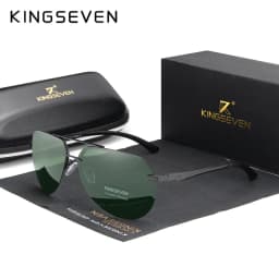 KINGSEVEN  Rimless Pilot Sunglasses Polarized UV400 Trendy Driving Men Women Glasses Retro Fashion Outdoor Eyewear