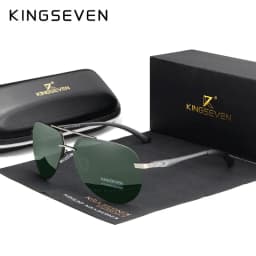 KINGSEVEN  Rimless Pilot Sunglasses Polarized UV400 Trendy Driving Men Women Glasses Retro Fashion Outdoor Eyewear
