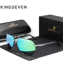 KINGSEVEN  Rimless Pilot Sunglasses Polarized UV400 Trendy Driving Men Women Glasses Retro Fashion Outdoor Eyewear