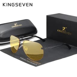 KINGSEVEN  Rimless Pilot Sunglasses Polarized UV400 Trendy Driving Men Women Glasses Retro Fashion Outdoor Eyewear