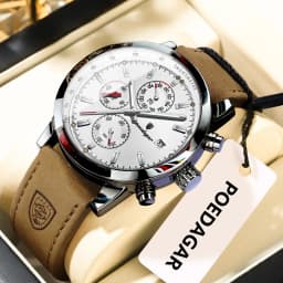 POEDAGAR Casual Trendy Man Quartz Watch Date Waterproof Chronograph Luminous Men Watch Sports Male Stylish Leather Men's Watches