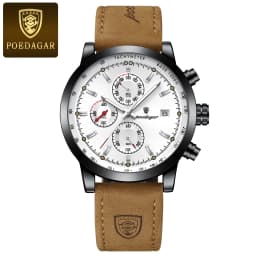 POEDAGAR Casual Trendy Man Quartz Watch Date Waterproof Chronograph Luminous Men Watch Sports Male Stylish Leather Men's Watches