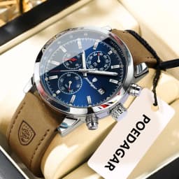 POEDAGAR Casual Trendy Man Quartz Watch Date Waterproof Chronograph Luminous Men Watch Sports Male Stylish Leather Men's Watches