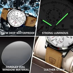 POEDAGAR Casual Trendy Man Quartz Watch Date Waterproof Chronograph Luminous Men Watch Sports Male Stylish Leather Men's Watches