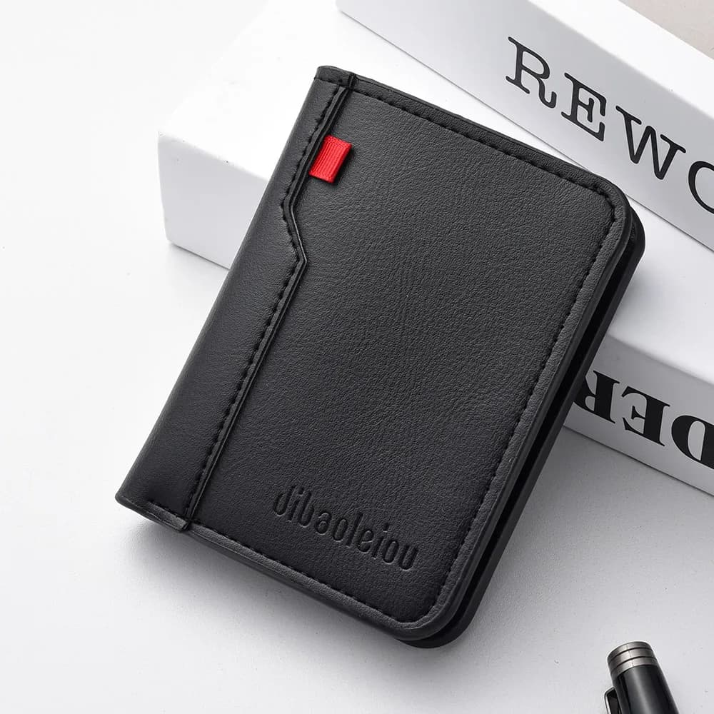 Vertical Short PU Leather Men's Wallet, Soft Leather Ultra-thin, ID Card And Credit Card Wallet Suitable for Men
