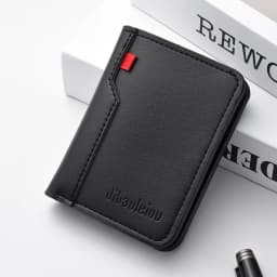 Vertical Short PU Leather Men's Wallet, Soft Leather Ultra-thin, ID Card And Credit Card Wallet Suitable for Men