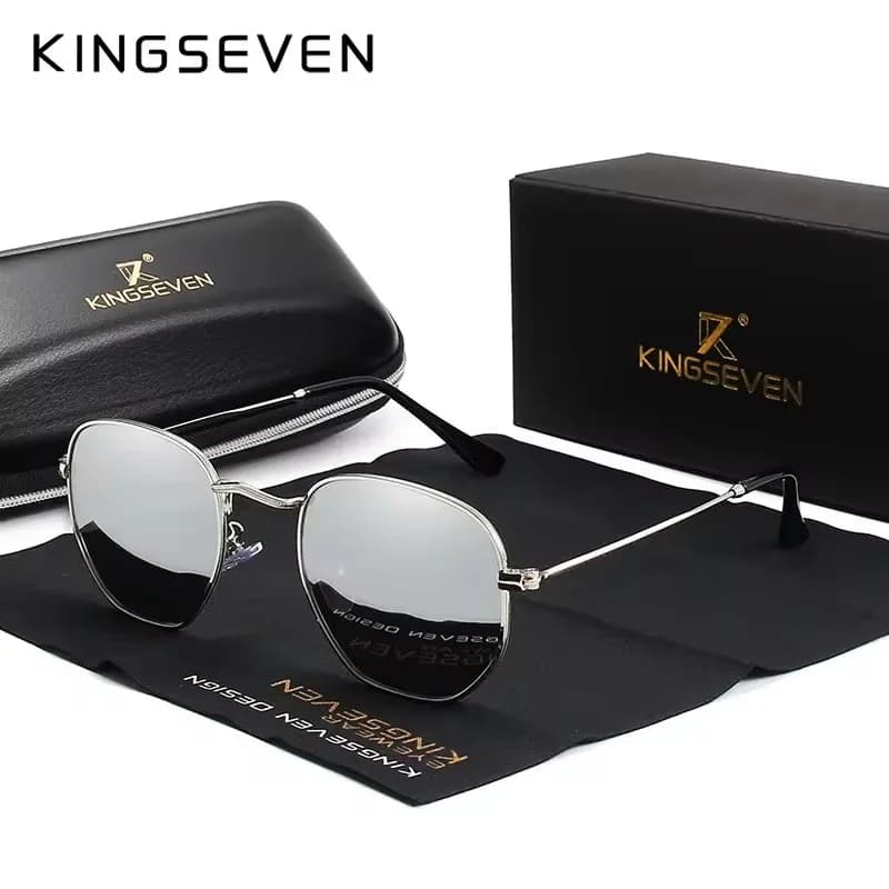 KINGSEVEN Brand Reflective Sunglasses Men Hexagon Retro Sun Glasses Leisure Glasses Oculos Gafas De Sol Shades