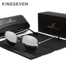 KINGSEVEN Brand Reflective Sunglasses Men Hexagon Retro Sun Glasses Leisure Glasses Oculos Gafas De Sol Shades