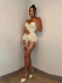 Luxury Pearls Beaded Stretchy Women Bodysuits Amazing Women Corset Lace Up Back Female Costumes For Stage Show