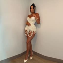 Luxury Pearls Beaded Stretchy Women Bodysuits Amazing Women Corset Lace Up Back Female Costumes For Stage Show
