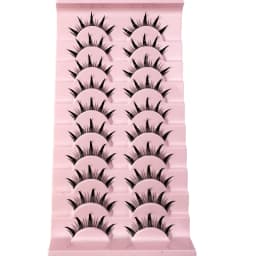 New 14/10/7/5Pairs Manga Lashes Natural Eyelashes Soft Cross Wispy Clear Band False Eyelashes Doll Eyes Lashes Cosplay Extension