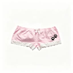Y2K American Style Pink Cute Cat Paw Print Shorts Hot Pants with Bow and Lace Trim for Dance Summer Gothic Trendy Women Clothing