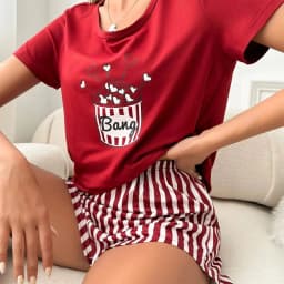 Autumn Milk Silk Casual Pajamas Women Printed T-shirt Short-sleeved Shorts Home Wear 2 PCS Home Clothes Sleepwear Loose