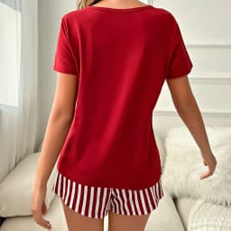 Autumn Milk Silk Casual Pajamas Women Printed T-shirt Short-sleeved Shorts Home Wear 2 PCS Home Clothes Sleepwear Loose