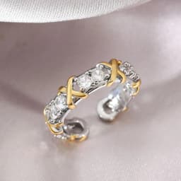 LENNIK New Two-tone Diamond-encrusted Ring, Fashionable Personalized Open Adjustable Ring, Light Luxury High-end Jewelry