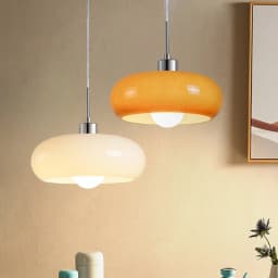 French Glass Pendant Light Orange/White Home Deco Chandelier Living Room Restaurant Bedroom Study Indoor Decoration Hanging Lamp