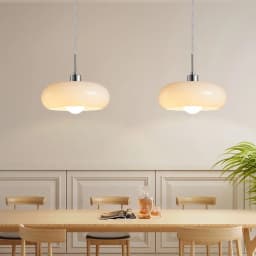French Glass Pendant Light Orange/White Home Deco Chandelier Living Room Restaurant Bedroom Study Indoor Decoration Hanging Lamp