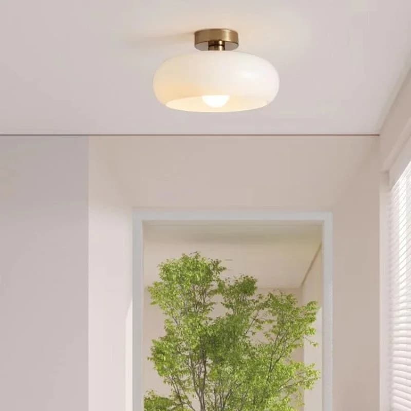 French Glass Pendant Light Orange/White Home Deco Chandelier Living Room Restaurant Bedroom Study Indoor Decoration Hanging Lamp