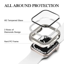 Glass+Diamond Cover For Apple watch case 46mm 40mm 44mm 41mm 42mm 45mm Bling Bumper Protector iWatch Series 11 10 9 SE 7 8 case