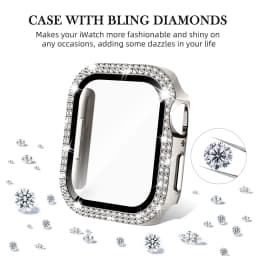 Glass+Diamond Cover For Apple watch case 46mm 40mm 44mm 41mm 42mm 45mm Bling Bumper Protector iWatch Series 11 10 9 SE 7 8 case