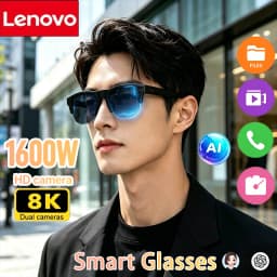 Lenovo Wireless Bluetooth Smart Sunglasses 4K Touch Control Remote Camera Video Recorder AI Translator Built-in Voice Assistant