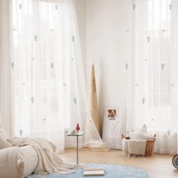 Children's Room Curtains Cartoon Hot Air Balloon Embroidered Tulle Curtains for Living Dining Room Bedroom Boys Girls Bedroom