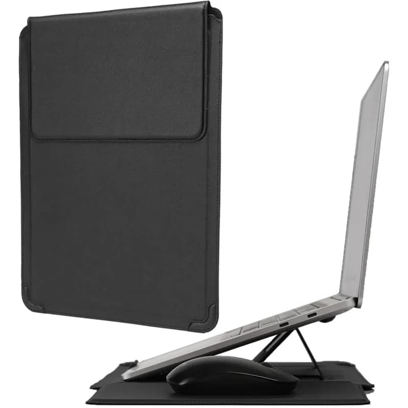 Adjustable Stand Leather Laptop Sleeve Case Bag for Macbook Air 13 14 15 16 Inch M5 M4 M3 M2 Chip Mac Book Pro Mouse Pad Cover
