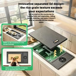 Cup Washer Hidden Bar Sinks With Lid MultifunctionalStainless Steel Kitchen Sink Single Slot Undermount Bowl