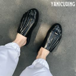 Moulded Foot Mules Embellished Foot Leather Slippers Novelty Designer Style Slippers Foot Toe Ring Handmade Slippers for Women