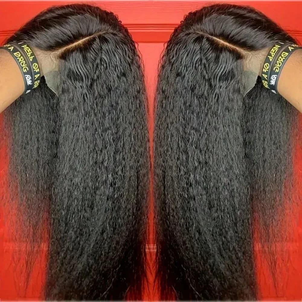 Kinky Straight 13x4 Lace Front Human Hair Wigs For Women Brazilian Bone Colored Straight 5x5 Transparent Lace Frontal CurlyWig