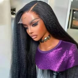 Kinky Straight 13x4 Lace Front Human Hair Wigs For Women Brazilian Bone Colored Straight 5x5 Transparent Lace Frontal CurlyWig