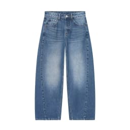 European and American style 2025 winter new women's clothing mid waist balloon version sickle bending knife jeans