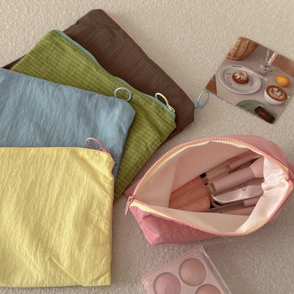 New Women Plaid Makeup Bag Large Capacity Nylon Zipper Pouch Purse Travel Clutch Cosmetic Organizer Zipper Storage Bag Косметика